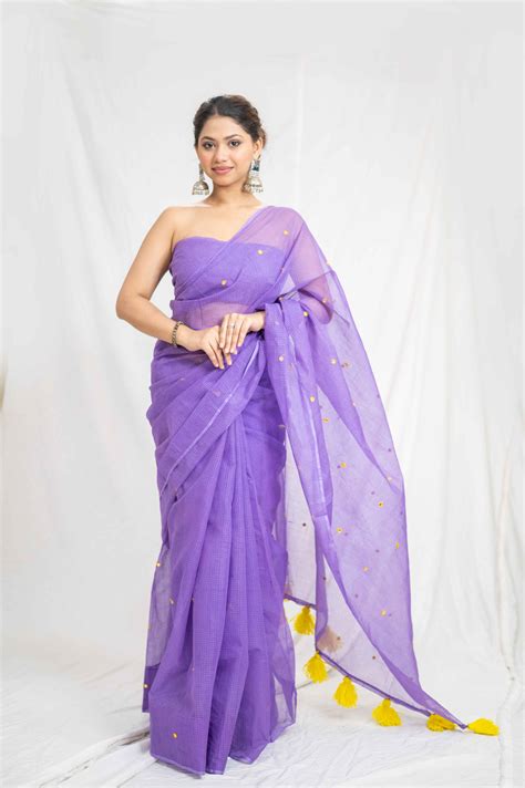 Purple Glam - Kota Doria Saree – The Raksha Store