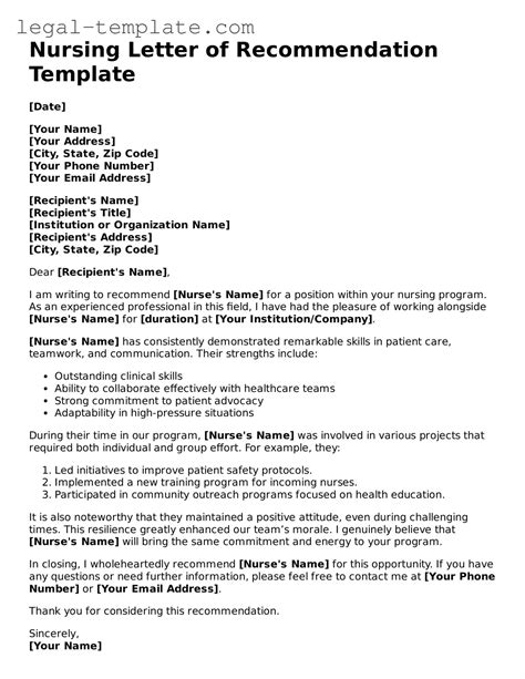 Prepare Your Nursing Letter of Recommendation With Our Printable Template