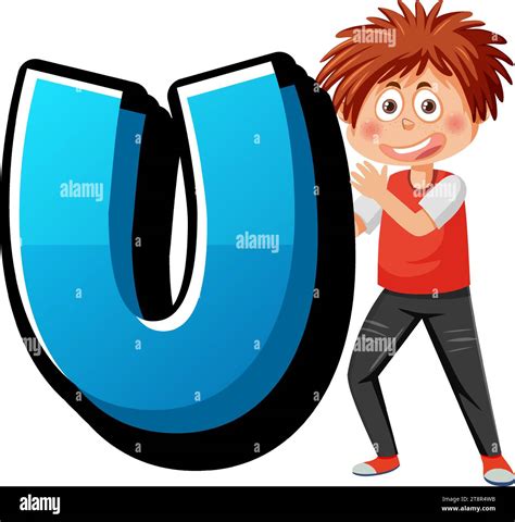 Vector illustration of U alphabet font with adorable boy characters Stock Vector Image & Art - Alamy