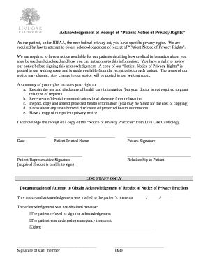 Acknowledgement of Receipt of Patient Notice of Privacy Rights Doc ...