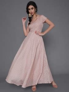 SAUBHAGYA Women Maxi Pink Dress - Buy SAUBHAGYA Women Maxi Pink Dress ...