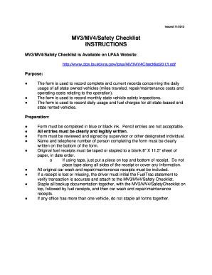 Louisiana State Vehicle Safety Checklist - Blank Fillable Template ...