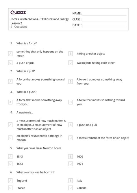 50+ Forces and Interactions worksheets for 8th Class on Quizizz | Free ...