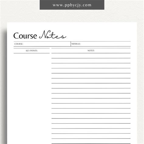 Image result for Course Notes Printable