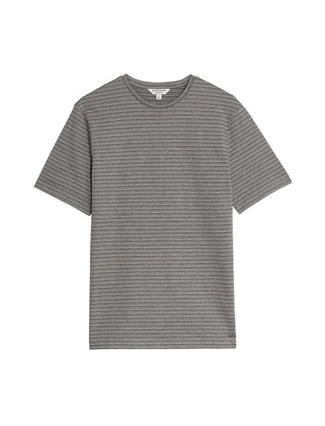 Buy Pure Cotton Striped Textured T-Shirt at Marks & Spencer