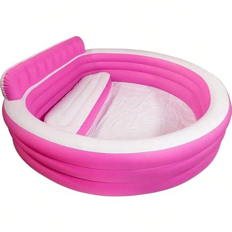 Iatable Pool With Air Pump Round Swimming Pools For And Adults Pink ...
