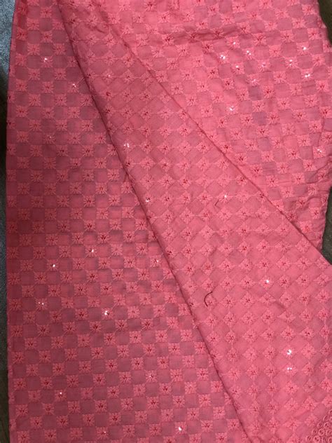 Pink Chikankari Cotton Pants with Sequins - Stylish & Embroidered