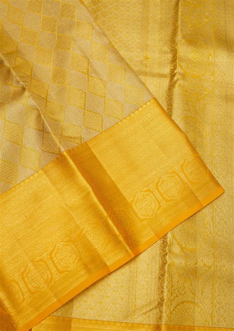 Buy Yellow Zariwork Pure Silk Saree - Koskii