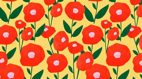 Poppy flower pattern desktop wallpaper, | Premium Editable Design - rawpixel