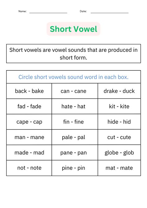 Short Vowel Words For Third Grade at Brad Schaffer blog