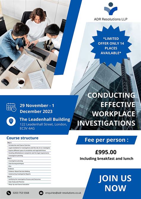 Conducting Effective Workplace Investigations : 3-day course, EC3V 4AG ...