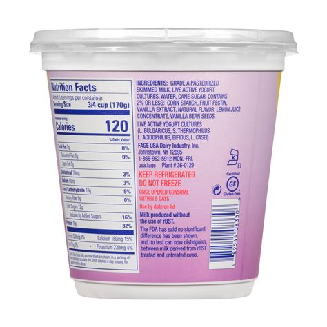 Fage Greek Yogurt Nutrition Label