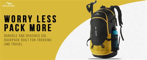 TRAWOC ALPHA 50 Litre Travel Backpack Water Resistant Daypack Bag for ...