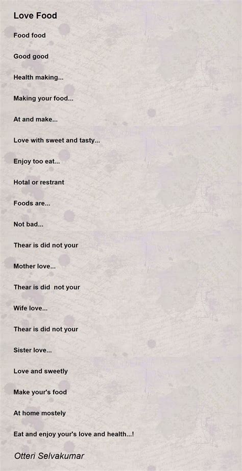 Couplet Poems About Food