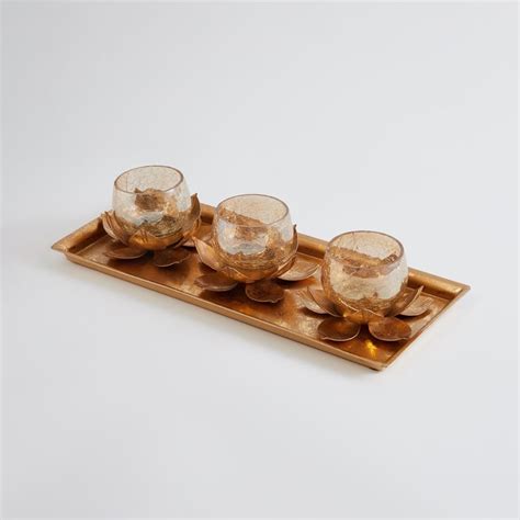 Buy Corsica Kamal Set of 3 Metal Lotus T-Light Holders from Corsica by ...