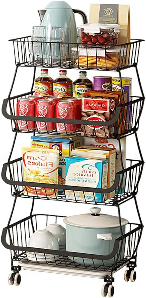 Buy CarolynDesign Kitchen Storage Baskets Black Iron Wire Storage Bins ...