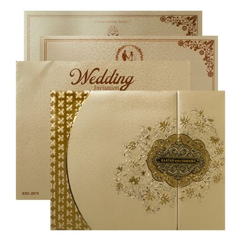 Gold Floral Ornate Padded Wedding Card-KSSC2079 – King of Cards