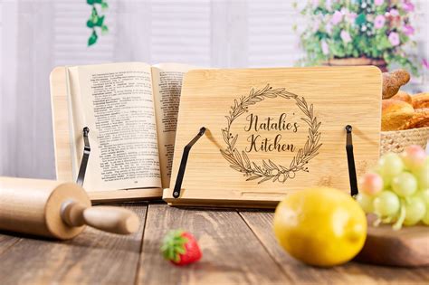 Wooden Cookbook Holder Personalized Cookbook Stand Recipe Book Holder ...