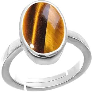 Buy AYUSH GEMS 8.00 Ratti 7.00 Carat Natural Tiger Eye Silver Ring ...