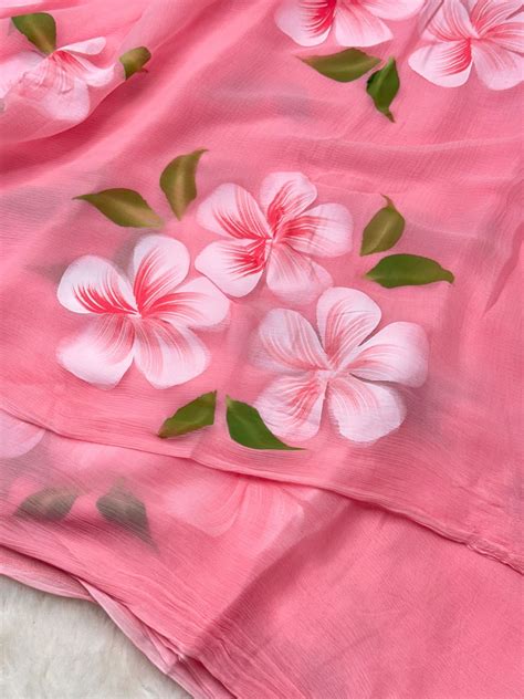 Hand-Painted Floral Chiffon Saree – Pastel Lightweight Drape | Jyoti Sarees