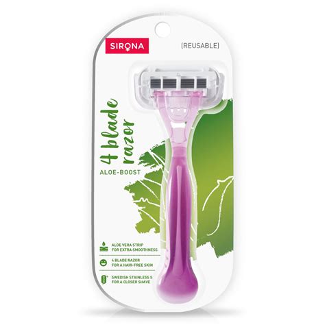 Sirona Aloe-Boost Reusable 4 Blade Razor For Women, 1 Count Price, Uses ...
