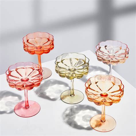 Best 11 Khen Flower Vintage Wavy Glass Coupes Martini, Champagne ...