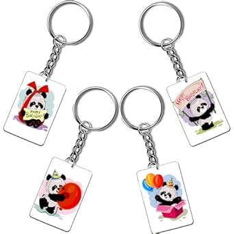 Getexciting Cute Panda Print Wooden Keychain For Birthday Anniversary ...