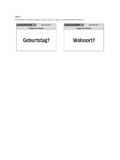 A1 Sprechen Teil 2 Practice 的图像结果