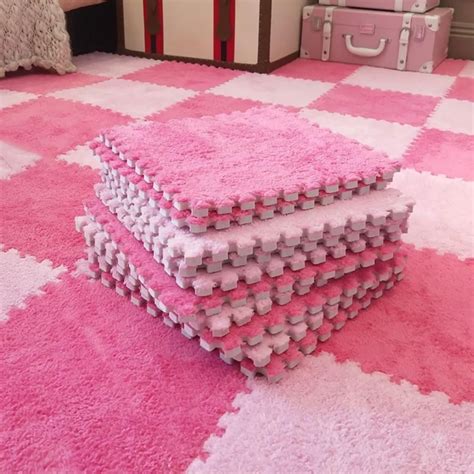 Typutomi 12pcs Plush Puzzle Foam Floor Mat, Soft Thicken Fluffy ...