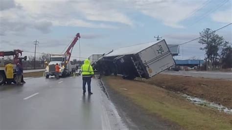 Overturned semi-truck is set upright in northern Alabama | Latest ...