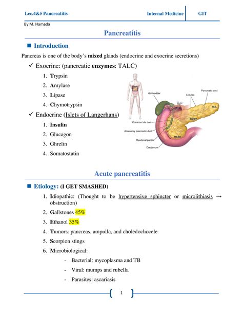 Pancreatitis - By M. Hamada Pancreatitis Introduction Pancreas is one of the body’s mixed glands ...
