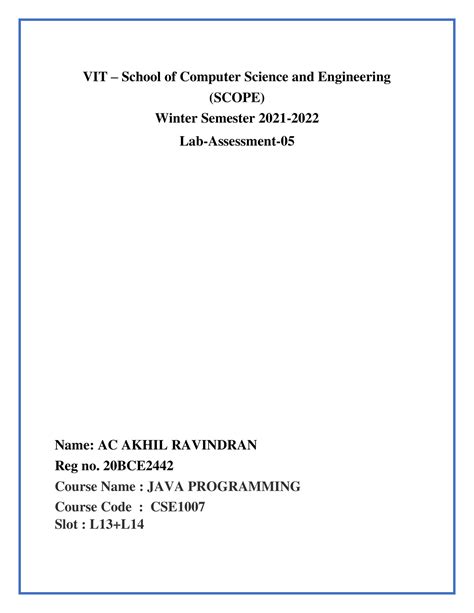 20BCE2442 JAVA LAB DA-5 - VIT – School of Computer Science and ...