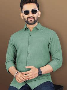 VeBNoR Men Self Design Casual Light Green Shirt - Buy VeBNoR Men Self ...