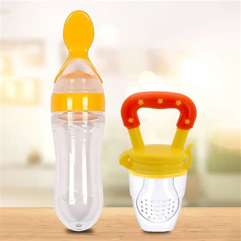 Kidbea Baby Fruit Feeder and Food Feeding Spoon Ultra Soft Food Grade ...