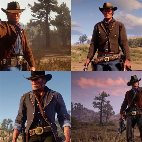 Clint Eastwood in Red Dead Redemption 2, rockstar | Stable Diffusion