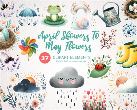 Printable April Clip Art April Showers Vector Art, Icons, And Graphics