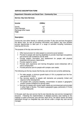 Fillable Online moray gov SERVICE DESCRIPTION FORM Department ...