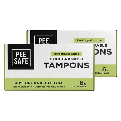Buy Pee Safe 100% Organic Cotton, Biodegradable Tampons, Set Of 2 ...