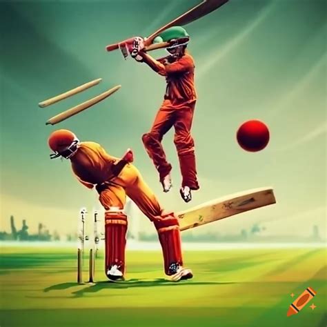 Cricket match in mid-air on Craiyon