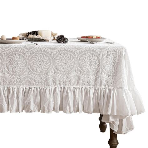 patdrea Vintage Ruffle Tablecloth for Square Tables,Farmhouse ...