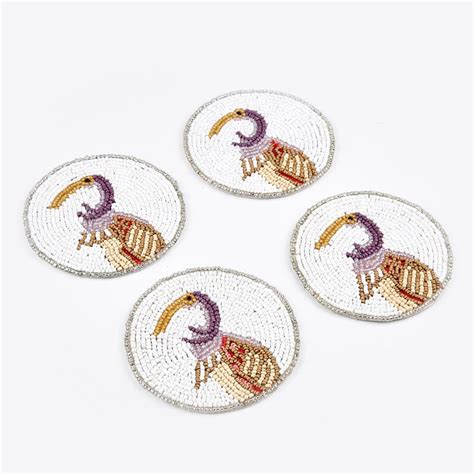 Buy Ebony Set of 4 Beaded Coasters from Home Centre at just INR 499.0