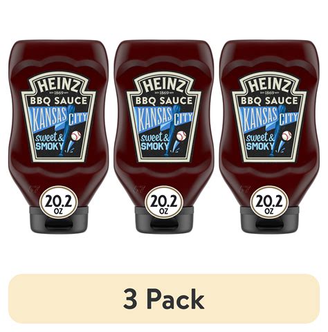 (3 pack) Heinz Kansas City Style Sweet & Smoky Barbecue BBQ Sauce, 20.2 ...