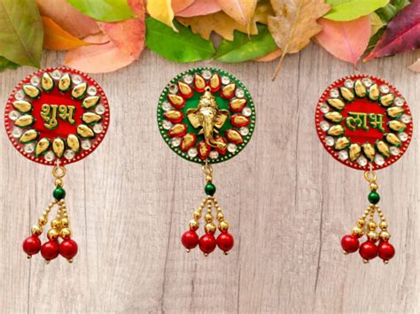 Buy Quarya Diwali Ganesh Shubh Labh Laxmi Charan Sticker for Door Floor ...