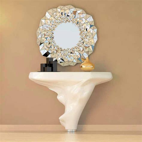 Modern design Solid Surface console table Node, handmade in Italy