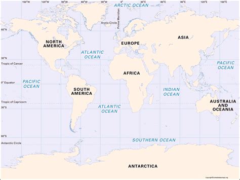 World Map With Oceans | Map Of The World Oceans