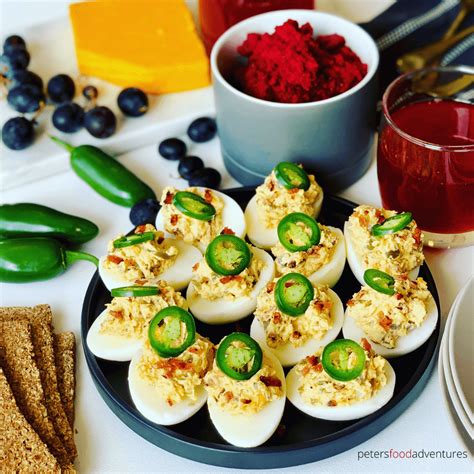 Jalapeno Popper Deviled Eggs - Peter's Food Adventures