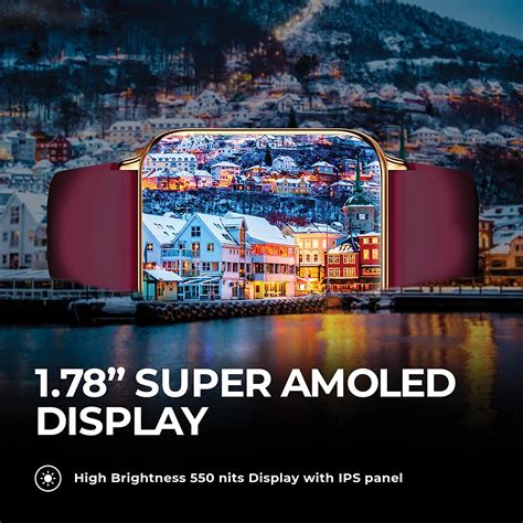 World Of PLAY PLAYFIT Flaunt_Champagne+Wine; 1.78" AMOLED Square dial ...