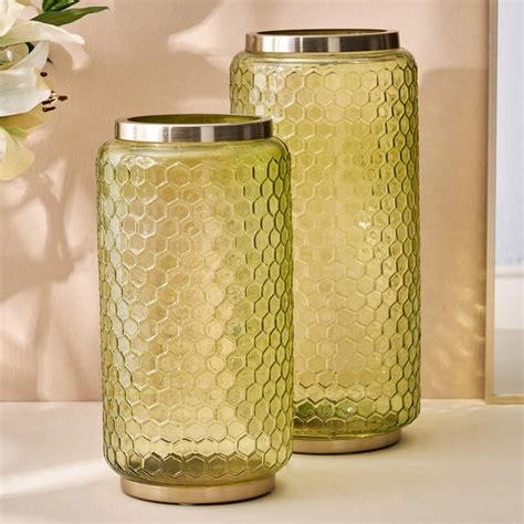 Buy Brian Glass Honeycomb Vase from Home Centre at just INR 1199.0