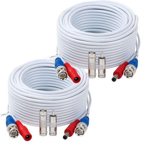 Tainston 2 Pack 60 Feet BNC Video Power Cable Wire Pre-Made All-in-One ...