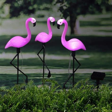 3 Pack Flamingos Garden Decor Lights, IP55 Waterproof Outdoor Solar ...